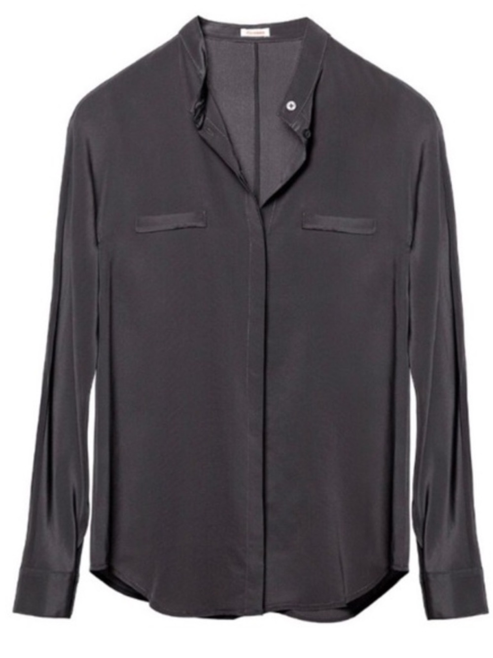 Cuyana Black Mock Neck Button-Up Long Sleeve Shirt - like new condition!